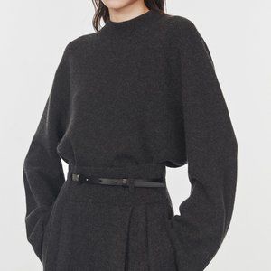 CHICJOC Women 100% Cashmere Knit Loose-Fit Sweater in dark grey size 36